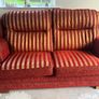 Red and gold 2 seater reversible print sofa Image 2