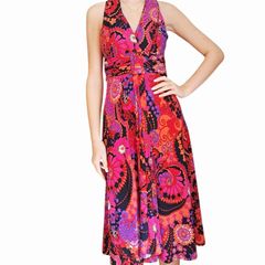 Phase Eight vibrant halterneck flared dress