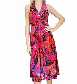 Phase Eight vibrant halterneck flared dress