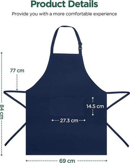 Pack Unisex Adjustable Bib Apron with 2 Pockets Cooking Kitchen Chef Women Men Aprons for Home Kitchen, Restaurant, Coffee house (Blue, Polyester)