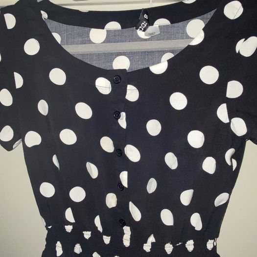 H&M Divided Black and White Polka Dot Top
