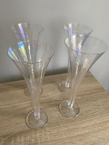 Reduced Gorgeous  set of four 10 inch tall trumpet shaped glasses
