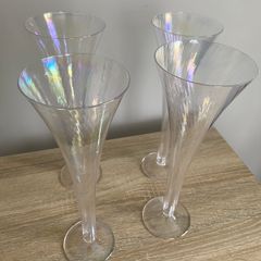 Reduced Gorgeous  set of four 10 inch tall trumpet shaped glasses