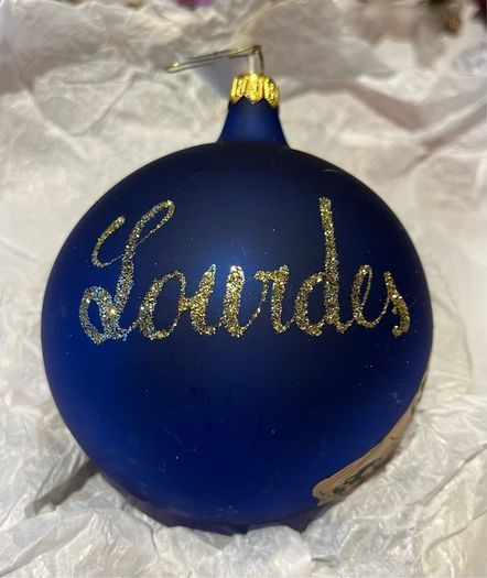Christmas Tree decoration - hand painted glass bauble of Lourdes