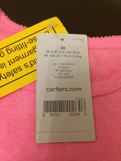 Carter  Pyjamas Size 4 T New with tags