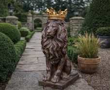Large Antique Style Lion Garden Statue  Cast Stone Sculpture 57cm
