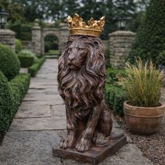 Large Antique Style Lion Garden Statue  Cast Stone Sculpture 57cm