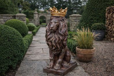 Large Antique Style Lion Garden Statue  Cast Stone Sculpture 57cm