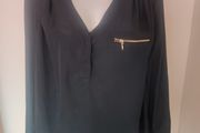 South black long sleeve V-neck blouse size UK20 EU48 Postage included
