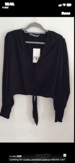 top Bnwt Zara black top size large tie front end