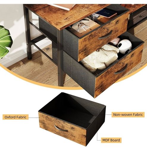 TV Stand with Storage, TV Table 55 Inch with Drawers for 60 65 Inch TV, TV Console Table, TV Bench for Living Room, Bedroom(Brown,55 Inch)