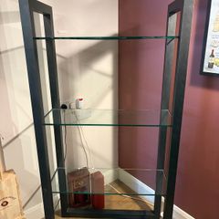 3 x shelving glass shelves with iron frame x 3