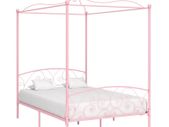 Canopy Bed Frame Pink Metal 120x200 cm