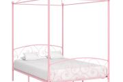 Canopy Bed Frame Pink Metal 120x200 cm
