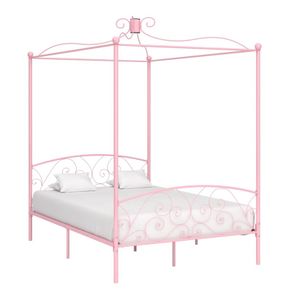 Canopy Bed Frame Pink Metal 120x200 cm