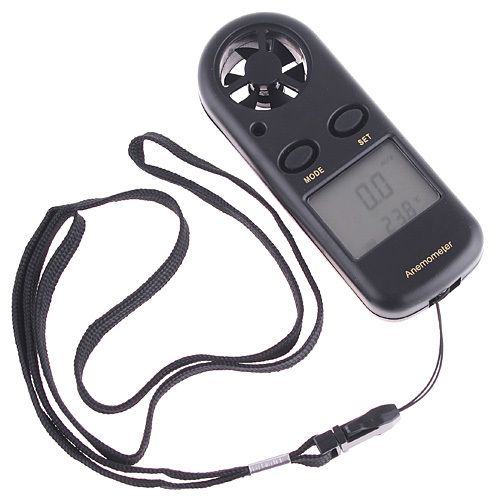 New LCD Digital Wind Speed Gauge Meter Anemometer & Thermometer + Battery #301
