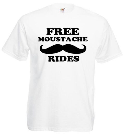Free Moustache Rides  Mens funny rude t-shirts