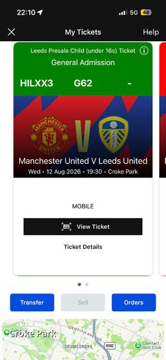 2 Man united vs Leeds tickets