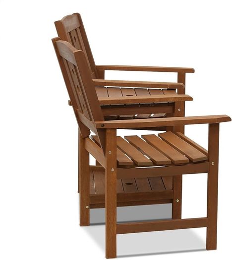FREE P&P Outdoor Hardwood Jack & Jill Chair Set, Wood, Natural, 162.1 (W) x 91.4 (H) x 72.9 (D) cm