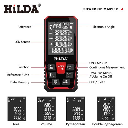 HILDA Laser Distance 100m CJ368 Rangefinder Profesional Meter Laser Range Finder Ruler Test Tool