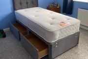 Brand New Single Divan beds. multiple designs of Headboard, optional drawers and Tufted mattresses available