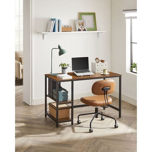 Desk with 2 shelves and steel frame