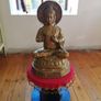 Large Solid Brass Buddha Statue & Stand Image 2