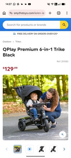 QPlay Premium 6-in-1 Trike Black