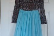 Leigh Tucker Willow Blue Floral Dress with Tulle Skirt Age 9-10