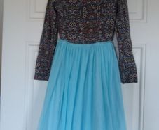 Leigh Tucker Willow Blue Floral Dress with Tulle Skirt Age 9-10