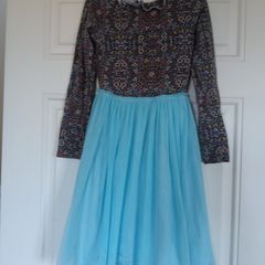 Leigh Tucker Willow Blue Floral Dress with Tulle Skirt Age 9-10