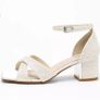 Bridal White Satin Pearl Heeled Sandals Size 5 Image 2