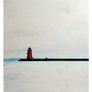 Grey Day, Poolbeg Lighthouse, Dublin, A6 framed print by artist Helen Mathews Image 2