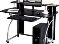 main image for ad _Computer Desk with Wheels PC Table with Keyboard Drawer 2 Shelves 120 x 59 x 90 cm