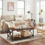Coffee Table with X-Shaped Struts, Steel Frame and Shelves, 100 x 55 x 45 cm, Industrial Design, Country House Style, Vintage Brown / Black Image 2