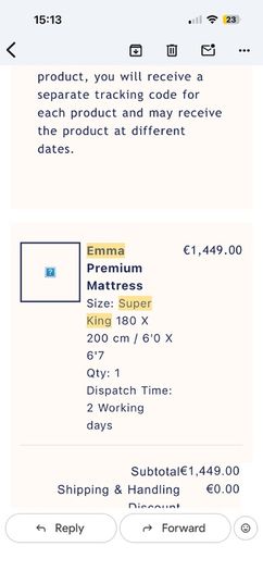 Solid wood Super King Bed + Emma Premium Mattress