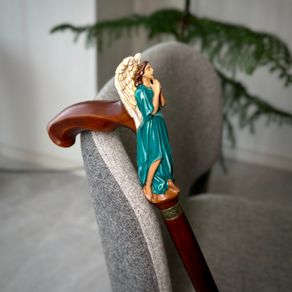 Unique Handmade Walking Stick, Winged Angel Handle, Never Used