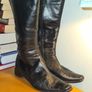 Black Leather Calf Height Flat Boots from  size 5 Image 3