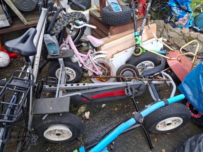 Chain saws, table saws, Generators, go carts, bikes