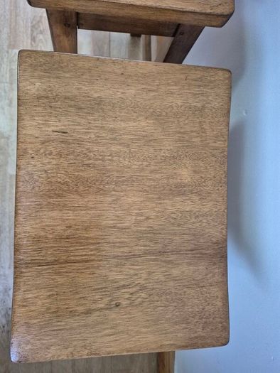 Pair of Vintage Solid Oak School Lab Stools Perfect Counter Height