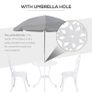 3 Piece Patio Bistro Set for 2, Outdoor Aluminium Garden Table and Chairs with Umbrella Hole for Balcony, White Image 6