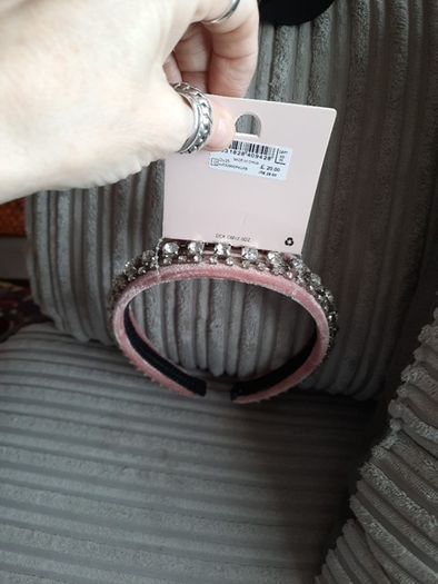 pink velvet and crystal hairband