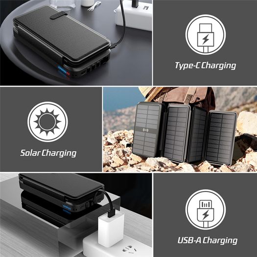 43800mAh Solar Power Bank Fast Qi Wireless Charger for iPhone 12 Samsung Huawei Xiaomi Poverbank PD 20W Fast Charging Powerbank