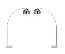 Chrome Arc Over Reach Lamps. Marble base. (Pair)