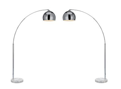 Chrome Arc Over Reach Lamps. Marble base. (Pair)