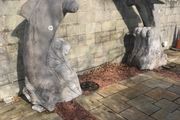 Pair Irish limestone dolphins 7 feet tall