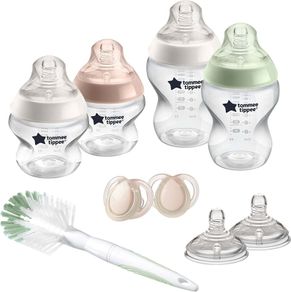 Closer to Nature Newborn Baby Bottle Starter Kit, Breast-Like Teats with Anti-Colic Valve, Mixed Sizes and Colours