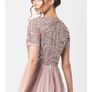 Maya Frosted Pink V Neckline Embellished Midi Dress Image 2