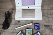 Nintendo DSi Arctic White Console with New USB Charger, 3 Great Games ,Clean