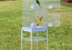 160 cm Metal Bird CageW/Removable Wheels Stand- Light Blue